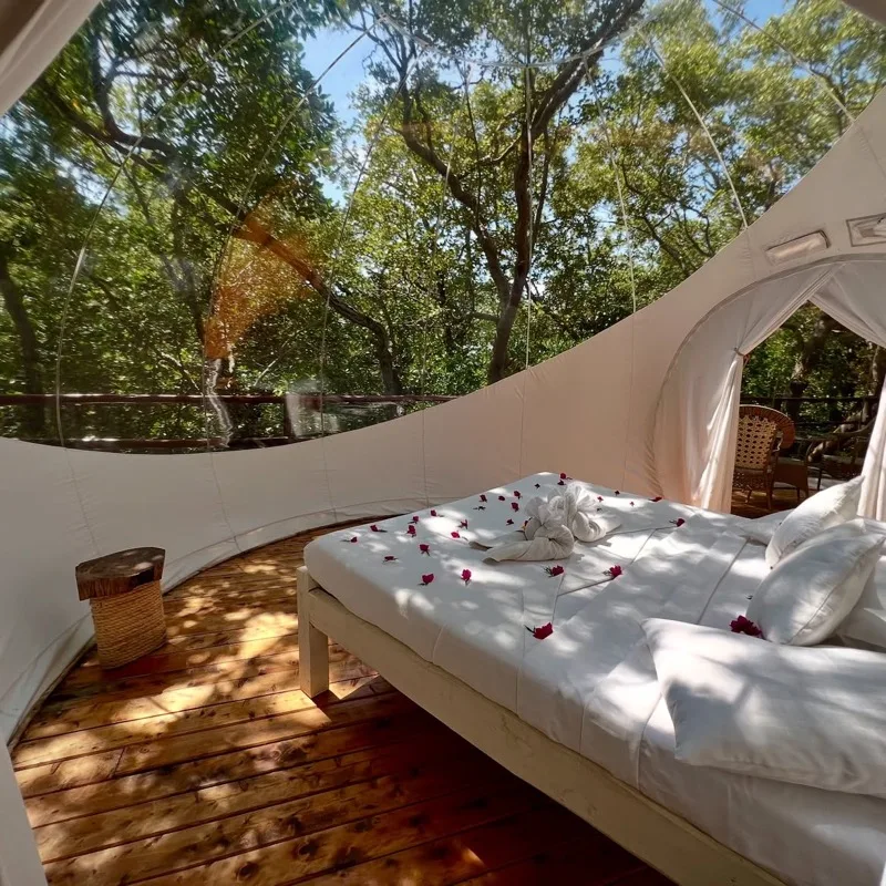 The king bed inside the bubble
