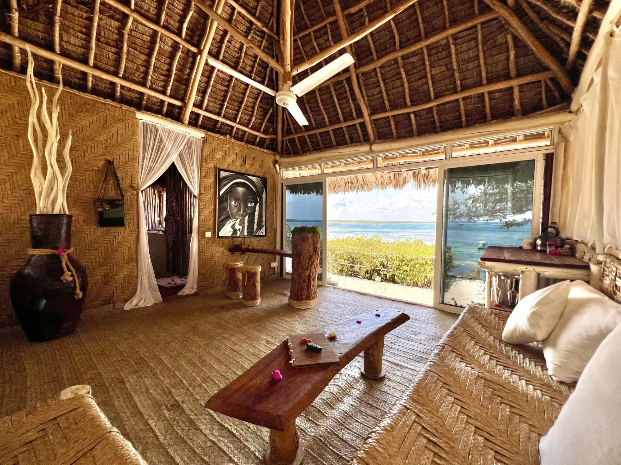 The Imperial Banda suite with its wide wooden terrace looking out over Mida Creek and the ocean